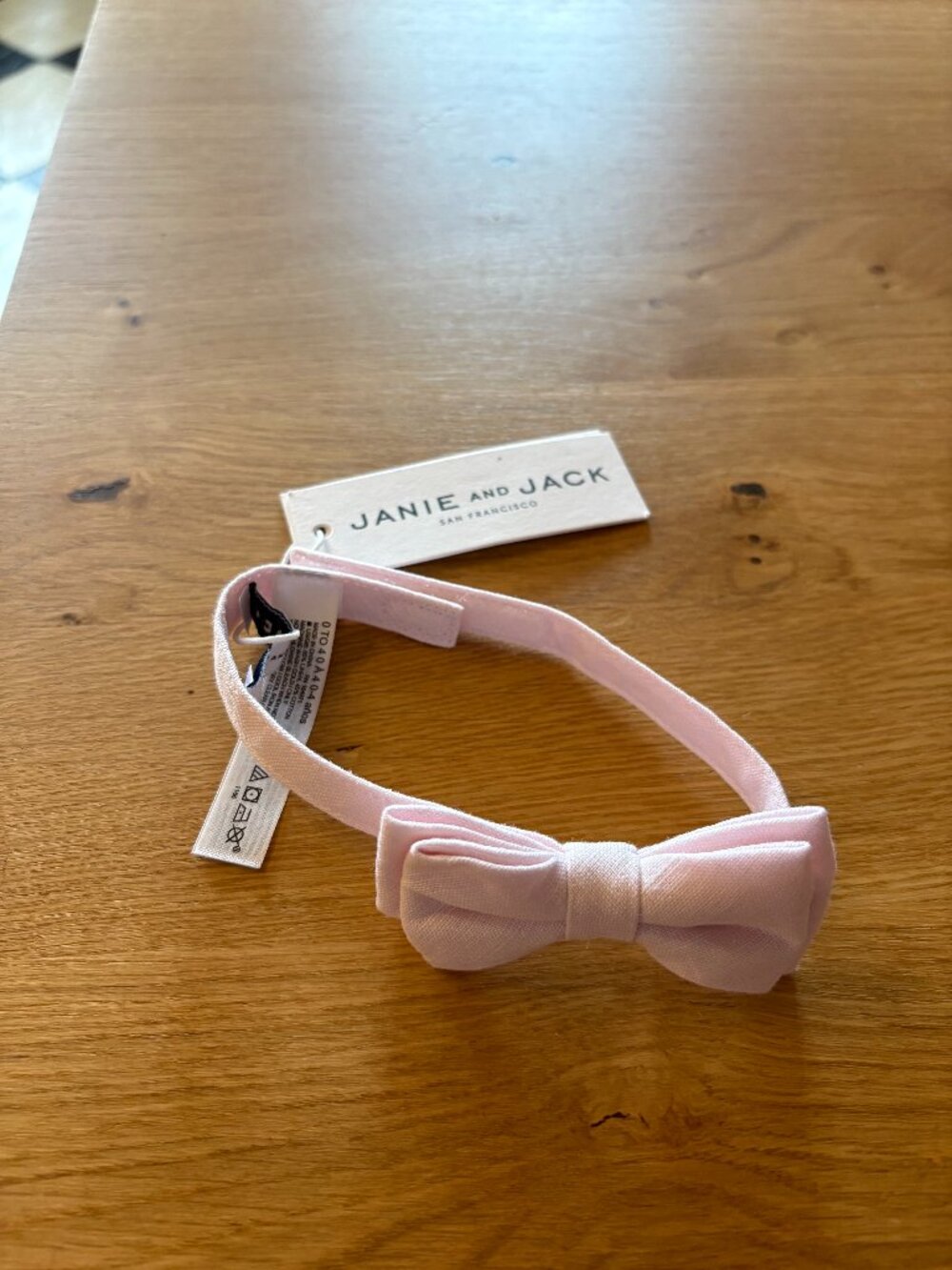 NWT Janie & Jack Pink Velcro Bowtie Size 0-4Y
